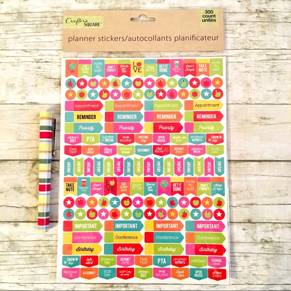 ✨4/$25✨Planner Teacher Stickers 300 Count - with Free Mystery Pen